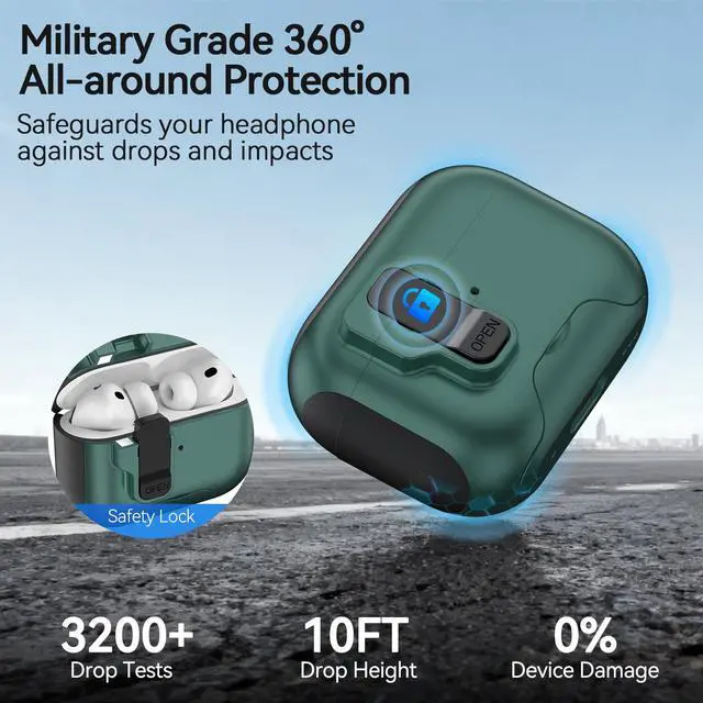 Alt view image 3 of 6 - for AirPods Pro 3 Case 2025, Secure Lock & Phone Stand Design Compatible with Airpods Pro 3rd Generation Case Cover with Cleaner/Lanyard for Men Women (Green, AirPods Pro 3 (2025))