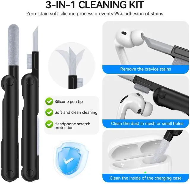 Alt view image 5 of 6 - for AirPods Pro 3 Case 2025, Secure Lock & Phone Stand Design Compatible with Airpods Pro 3rd Generation Case Cover with Cleaner/Lanyard for Men Women (Green, AirPods Pro 3 (2025))