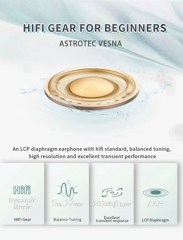 Alt view image 3 of 6 - Astrotec Vesna Wired Earbuds with Microphone Tiny Earbuds in Ear Monitor with LCP Diaphragm Portable Earphones Noise Cancelling Earbuds Neutral Balanced Sound for Sport (Silver with Mic)
