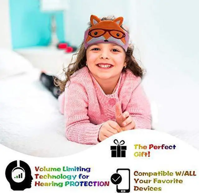 Alt view image 5 of 7 - H1 Kids Headphones, 85dB Volume Limiting with Adjustable Speakers Soft Children Fleece Headband Toddler Headphones