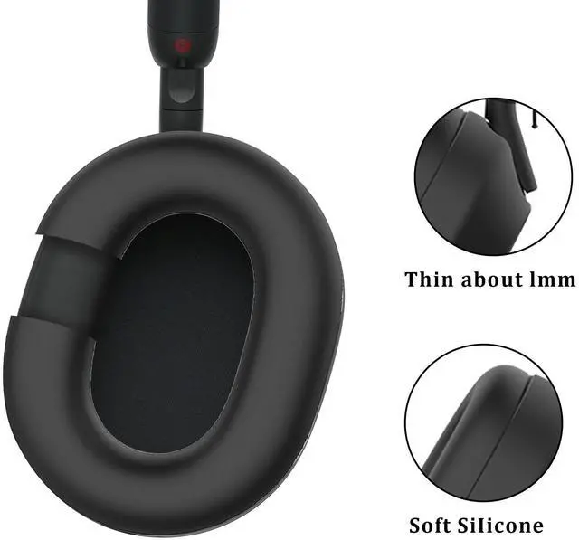Alt view image 3 of 6 - 3 Set Case Cover for Sony WH-1000XM5 Headphones, Embody EarPad Covers/Ear Cup Covers/Headband Cover, Sweat-Proof Soft Silicone Headphones Accessories (Black)
