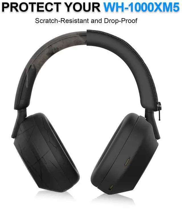 Alt view image 6 of 6 - 3 Set Case Cover for Sony WH-1000XM5 Headphones, Embody EarPad Covers/Ear Cup Covers/Headband Cover, Sweat-Proof Soft Silicone Headphones Accessories (Black)