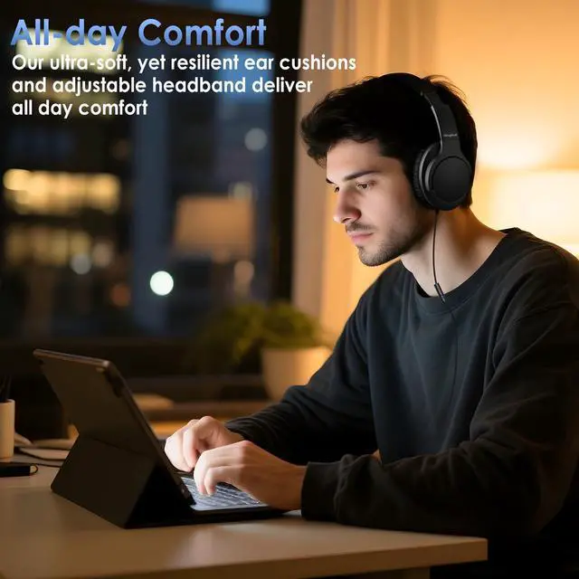 Alt view image 6 of 6 - USB C Over Ear Headphones Wired with Microphone,Black | Type C Wired Headphones with In-line Control/Foldable&Lightweight/HD Stereo Sound for iPhone 15-17/Samsung/Laptop/Tablet