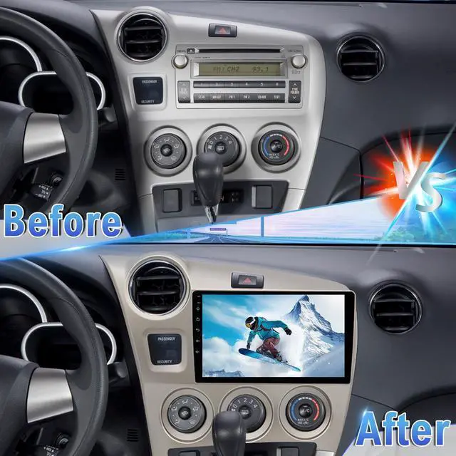 Alt view image 6 of 7 - Android 14 Double Din Car Radio for Toyota for Matrix 2009-2014 | 2G+64G 9" Touch Screen Car Stereo with Wireless Carplay Android Auto GPS WiFi Mic Backup Camera