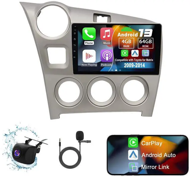Main image of Android 13 Car Radio for Toyota for Matrix 2009-2014 | 4G+64G 9" Touch Screen Car Stereo Radio with Wireless Carplay Android Auto GPS WiFi Mic Backup Camera