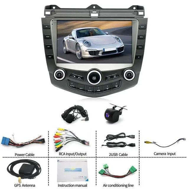 Alt view image 6 of 7 - Android 14 Double Din Car Radio for Honda Accord 2003-2007 | 2G+32G 9" Touch Screen Car Stereo with Wireless Carplay Android Auto GPS WiFi Mic Backup Camera