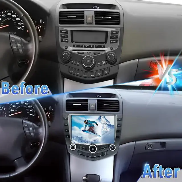 Alt view image 4 of 7 - Android 14 Double Din Car Radio for Honda Accord 2003-2007 | 2G+32G 9" Touch Screen Car Stereo with Wireless Carplay Android Auto GPS WiFi Mic Backup Camera