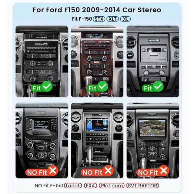 Alt view image 3 of 7 - Double Din Car Radio for Ford F150 F250 Super Duty 2004-2014, 10 Inch Touch Screen Stereo for Ford F-150 F-250 Head Unit Bluetooth Android 14 with Wireless Carplay Android Auto FM Backup Camera 2+32G