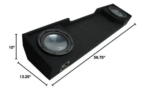 Alt view image 4 of 4 - Dual 10" Sub Box R104 Fits 1988-1998 Chevy CK Extended Cab | Includes matched woofer pair, vehicle-specific Silverado subwoofer trim, deep clean bass, simple install, 10 inch