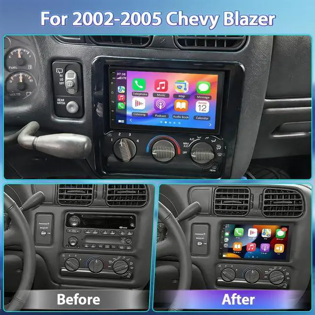 Alt view image 2 of 7 - Android 13 Car Stereo Radio for Chevy Blazer 2002-2005 w/Wireless CarPlay | 7" Touch Carplay Screen for Car, with Bluetooth/WiFi/GPS/FM/RDS/SWC/Backup Camera/Mirror Link Split Screen Mic