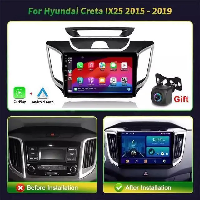 Alt view image 2 of 7 - Car Radio Stereo for Hyundai Creta ix25 2015 2016 2017 2018 2019 Radio Upgrade 10 inch Touch Screen with Wireless Carplay Android Auto AHD Backup Camera Mirror Link GPS SWC WiFi FM-2+32G