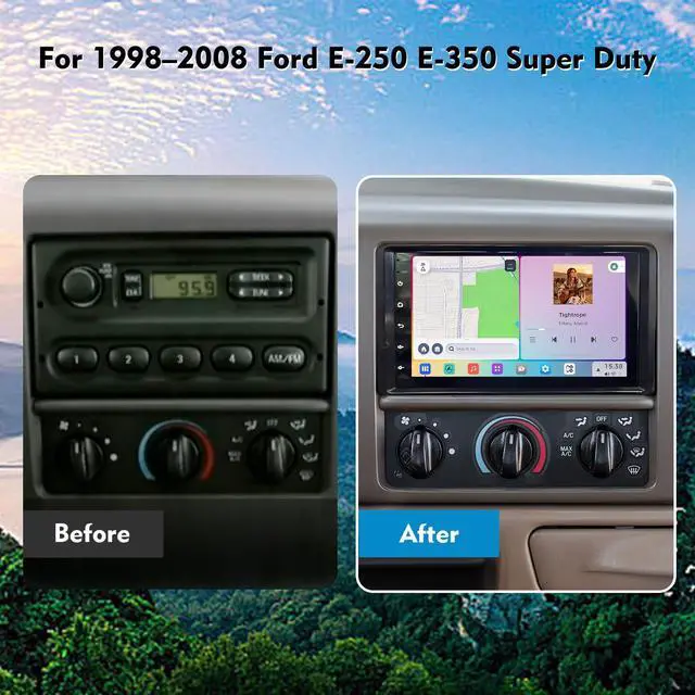 Alt view image 2 of 7 - 10.1'' Double Din Car Radio for Ford E-250 E-350 Super Duty 1998-2008 | 4+64G IPS Touchscreen Head Unit for E-250 E-350 with Carplay Android Auto Backup Camera GPS Navigation Wifi FM