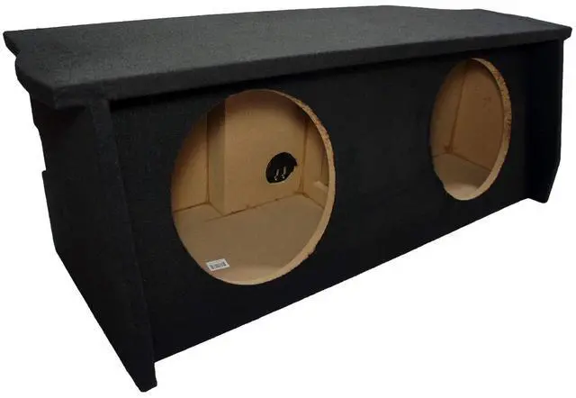 Main image of Fits 07-18 Jeep Wrangler 2-Door Dual 12" Subwoofer Box with Amp Rack - ASC | Shaped for JK cargo space, 12 inch sub enclosure holds 2 drivers, shelf for bass gear, deep low-end on trail, MDF build