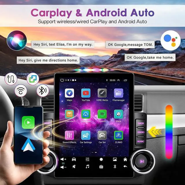 Alt view image 3 of 7 - 9.7 Inch Car Radio Stereo for Dodge Ram 1500 2500 3500 2006 2007 2008 | 9.7" Touch Screen Upgrade Head Unit with Wireless CarPlay & Android Auto Bluetooth 5.0/WiFi/GPS/SWC/FM/Backup Camera 2+32G