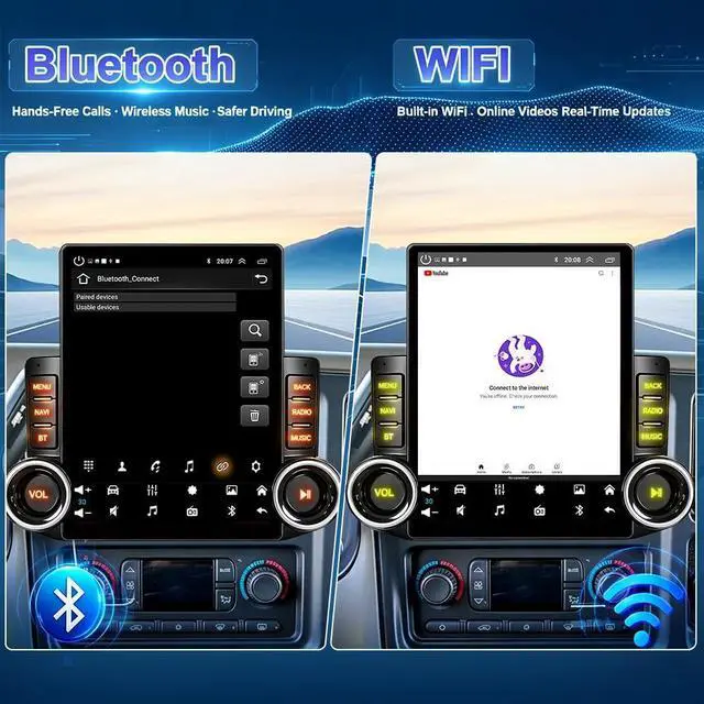 Alt view image 6 of 7 - 9.7 Inch Car Radio Stereo for Dodge Ram 1500 2500 3500 2006 2007 2008 | 9.7" Touch Screen Upgrade Head Unit with Wireless CarPlay & Android Auto Bluetooth 5.0/WiFi/GPS/SWC/FM/Backup Camera 2+32G