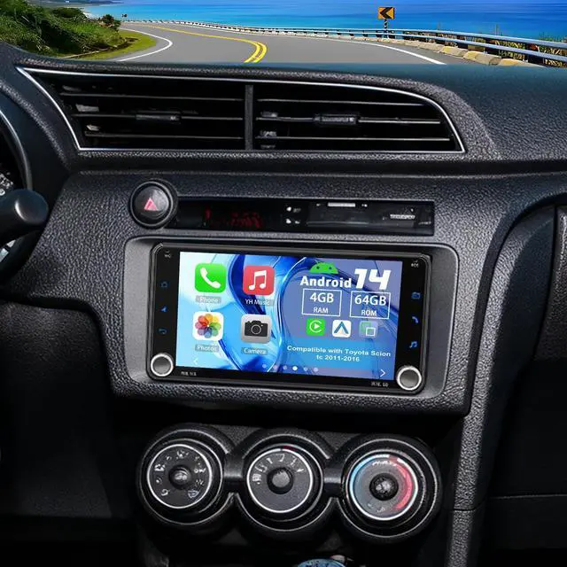 Main image of Double Din Car Stereo Upgrade Radio for Toyota Scion tc 2011-2016 | Android 14 4G+64G 7" Touchscreen Wireless Carplay Android Auto GPS WiFi Bluetooth RDS DSP SWC Mirrorlink Mic Backup Camera