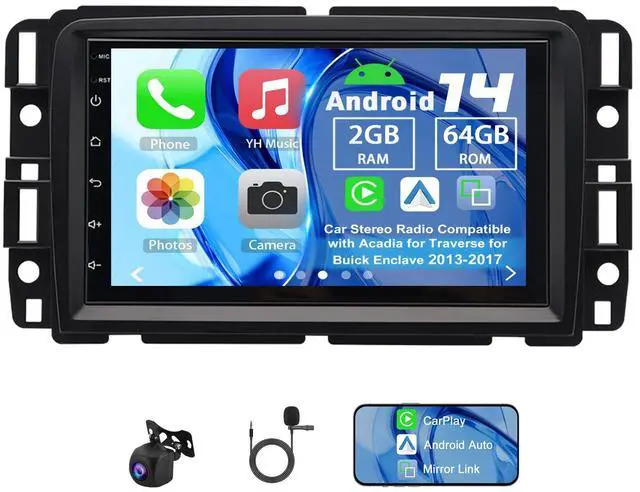 Main image of Android 14 Car Radio Compatible with Acadia for Traverse for Buick Enclave 2013-2017, 2G+32G 7" Touch Screen Car Stereo with Wireless Carplay Android Auto GPS WiFi Mic Backup Camera (2+64G)