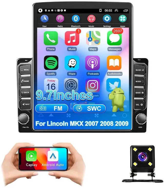 Main image of 9.7" Android 14 Car Radio Stereo for Lincoln MKX 2007 2008 2009 | Double Din Head Unit Touch Screen Stereo with Wireless CarPlay & Android Auto, Bluetooth/WiFi/GPS/SWC/FM/Backup Camera 2+32G