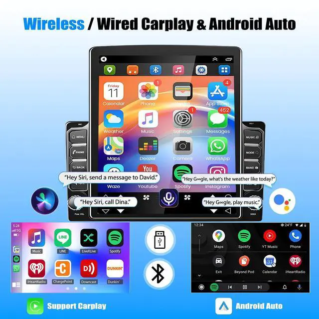 Alt view image 4 of 7 - 9.7" Android 14 Car Radio Stereo for Lincoln MKX 2007 2008 2009 | Double Din Head Unit Touch Screen Stereo with Wireless CarPlay & Android Auto, Bluetooth/WiFi/GPS/SWC/FM/Backup Camera 2+32G