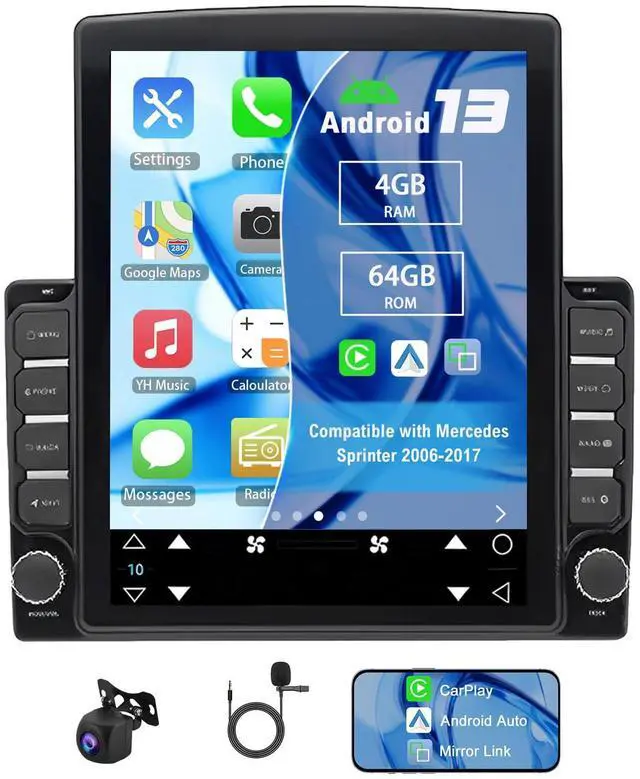 Main image of Android 13 Double Din Car Radio for Mercedes Sprinter 2006-2017 | 4G+64G 9.7" Touch Screen Car Stereo with Wireless Carplay Android Auto GPS WiFi Mic Backup Camera