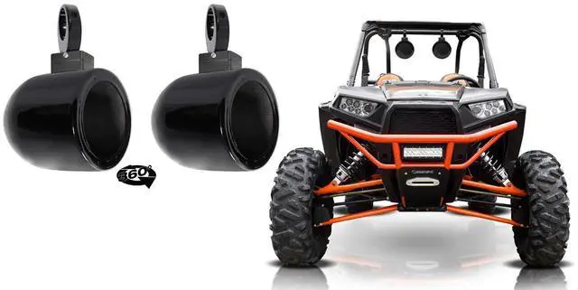 Main image of MAC65B 6.5" Black Tower Speaker Pod Pair with MAC360B Clamps | 6061 Aluminum, Waterproof, Internally Wired, 360 Degree Swivel, Surface Mount, Fits 2" to 2.5" Poles, RZR/ATV/UTV, 4-Items