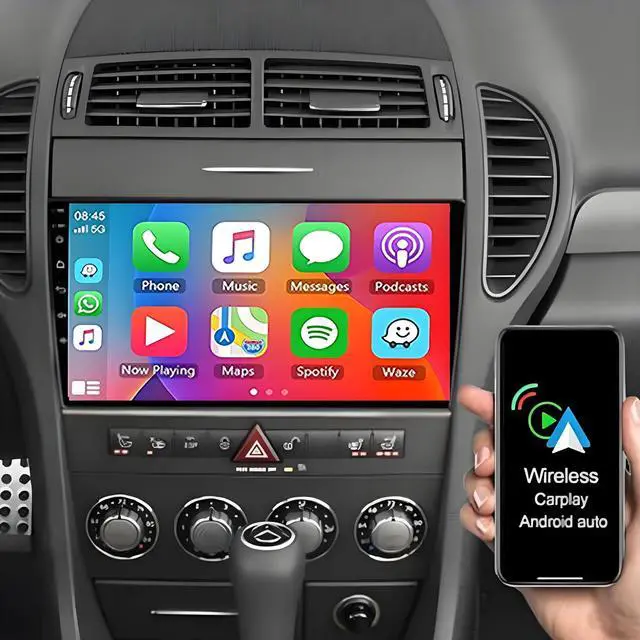 Main image of Car Radio for Mercedes Benz R171 SLK280 SLK350 SLK55 2004-2010,9" Touchscreen Double Din Car Audio Receiver with Wireless Carplay/Android Auto Mirror Link GPS BT WiFi FM AHD Backup Camera-2G+32G