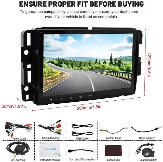 Alt view image 4 of 7 - Double Din Car Stereo for Buick Enclave 2008-2012 w/CarPlay & Android Auto | 2+32G Car Radio Head Unit w /8" Touchscreen GPS Navi Bluetooth WiFi FM EQ DSP Split Screen SWC Mirror Link