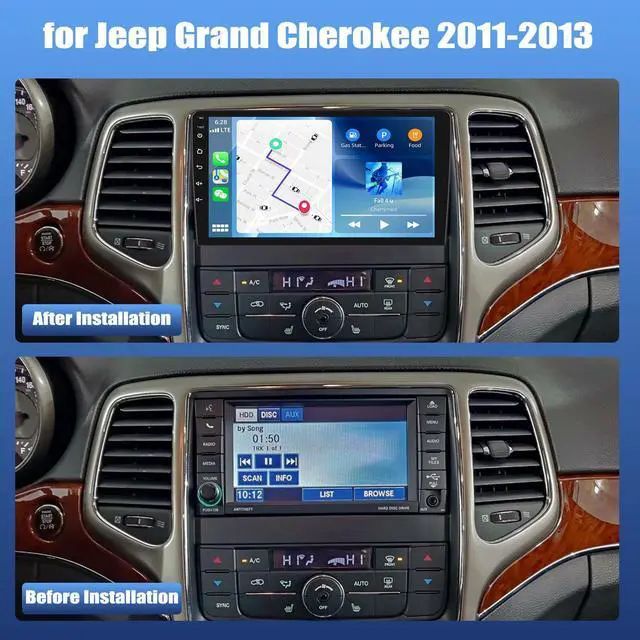 Alt view image 2 of 7 - 2 Din Car Stereo Upgrade Radio for Jeep Grand Cherokee 2011-2013 | Android 14 2G+32G 10" Touchscreen with Carplay Android Auto GPS WiFi Bluetooth RDS DSP SWC Mirrorlink Mic Backup Camera