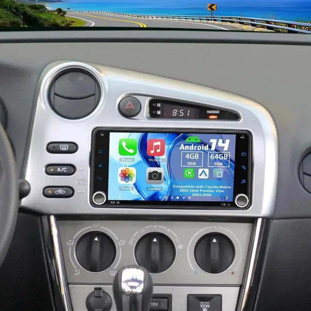 Main image of Android 14 Double Din Car Stereo Upgrade Radio for Toyota Matrix 2003 2004 Pontiac Vibe 2003-2008, 4G+64G 7" Carplay Android Auto GPS WiFi Bluetooth RDS DSP SWC Mirrorlink Mic Backup Camera