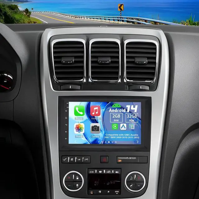 Main image of Double Din Car Stereo Upgrade Radio for GMC Acadia 2007-2012 | Android 14 7" Touchscreen w/Wireless Carplay Android Auto GPS WiFi Bluetooth RDS DSP SWC Mirrorlink Backup Camera