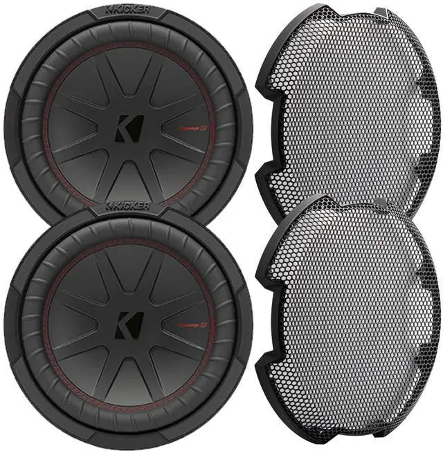 Main image of 48CWR104 CompR 10" 800 Watts Max Power 4-Ohm Car Audio Subwoofer (Pair) Bundle Combo with 10" Round Steel Mesh Subwoofer Grille