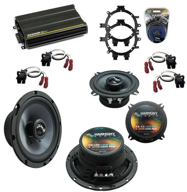 Main image of Fits GMC Yukon XL 2001-2002 Speakers HA-A400.4 Amp Bundle | 6.5 and 5.25 inch pair, complete 4-channel car amplifier combo package, easy upgrade install, clear dynamic sound