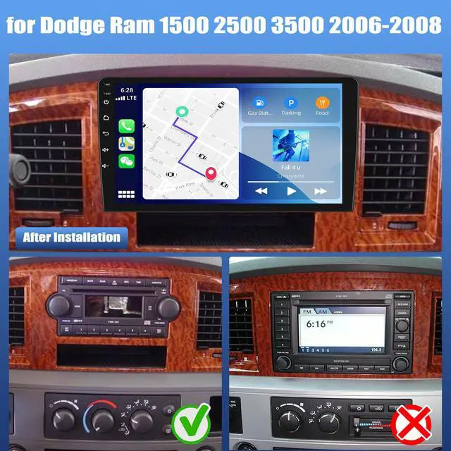 Alt view image 2 of 7 - 2Din Car Stereo Upgrade Radio for Dodge Ram 1500 2500 3500 06-2008 | Android 14 2G+32G 10" Touchscreen with Carplay Android Auto GPS WiFi Bluetooth RDS Mirrorlink Mic Backup Camera