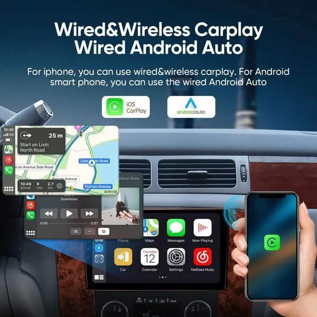 Alt view image 2 of 7 - Car Radio for Chevy Tahoe Suburban Silverado GMC Yukon Sierra 2007-2013 | Android 14 4G+64G 9" Car Stereo with Wireless Carplay Android Auto GPS WiFi Mic Backup Camera