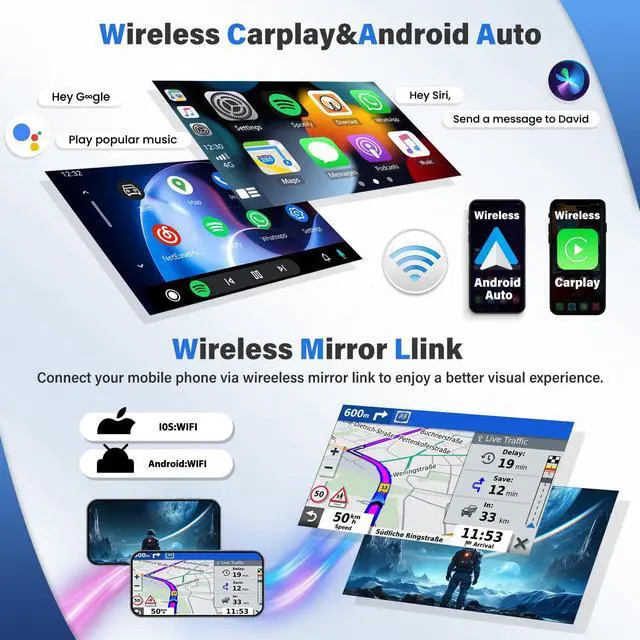 Alt view image 3 of 7 - 9" Android 14 Car Stereo Radio for Honda Accord 6th Gen 1998 1999 2001 2002 Head Unit with Wireless CarPlay/Android Auto for Accord Radio GPS Navigation Bluetooth WiFi AHD Backup Camera