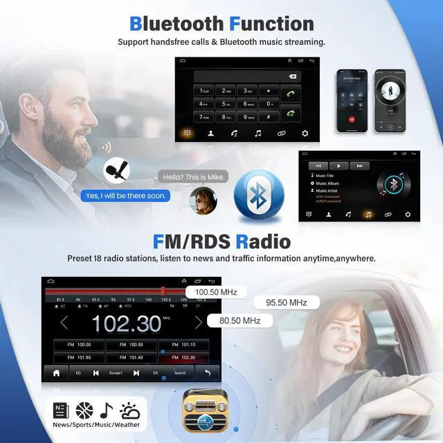 Alt view image 5 of 7 - 9" Android 14 Car Stereo Radio for Honda Accord 6th Gen 1998 1999 2001 2002 Head Unit with Wireless CarPlay/Android Auto for Accord Radio GPS Navigation Bluetooth WiFi AHD Backup Camera