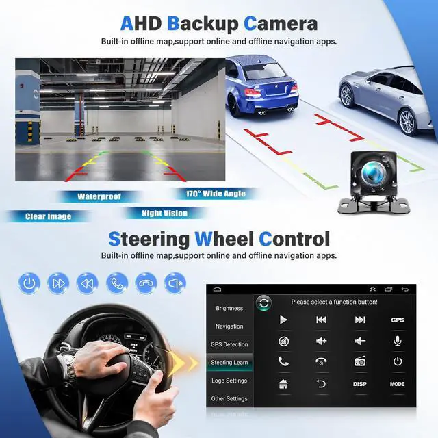 Alt view image 6 of 7 - 9" Android 14 Car Stereo Radio for Honda Accord 6th Gen 1998 1999 2001 2002 Head Unit with Wireless CarPlay/Android Auto for Accord Radio GPS Navigation Bluetooth WiFi AHD Backup Camera
