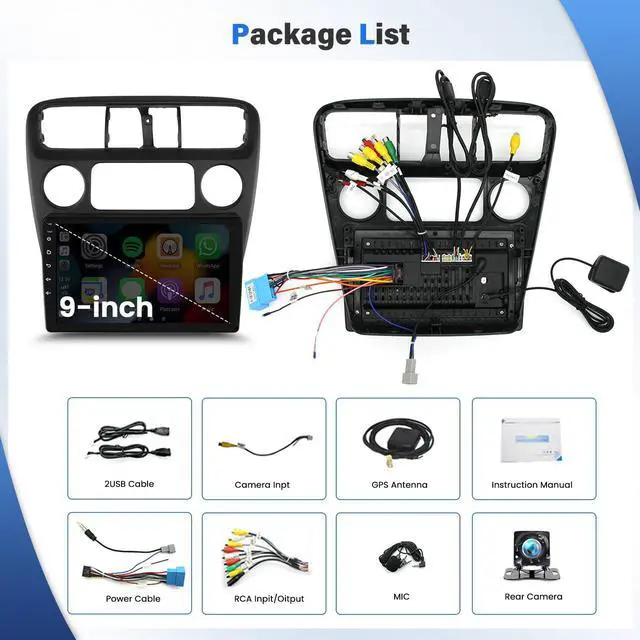Alt view image 7 of 7 - 9" Android 14 Car Stereo Radio for Honda Accord 6th Gen 1998 1999 2001 2002 Head Unit with Wireless CarPlay/Android Auto for Accord Radio GPS Navigation Bluetooth WiFi AHD Backup Camera