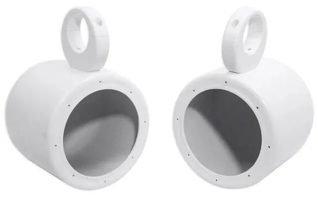 Alt view image 5 of 7 - Bundle: (2) Kicker 51KM604WL KM60 6.5" 50w Marine Boat Speakers with Pair Rockville MAC65W 6.5" White Aluminum Wakeboard Tower Speaker Pod Enclosures (2 Items)