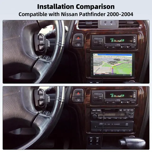 Alt view image 2 of 7 - Android 14 Car Stereo Radio for Nissan Pathfinder 2000-2004, 7'' Touch Screen Double Din Car Radio with Carplay Android Auto Bluetooth WiFi GPS SWC FM RDS DSP Mirror Link MIC Backup Camera