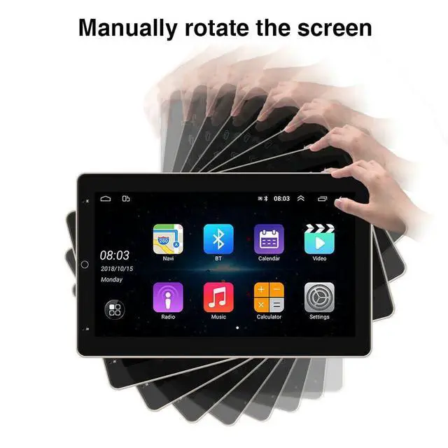 Alt view image 6 of 7 - 10 inch Double Din Car Radio for Chevrolet Tahoe Silverado 2003-2006 Touch Screen GPS Navigation Stereo with Wireless CarPlay & Android Auto,BT, FM,Automatic Rotation Screen, SWC, Camera-2+32G