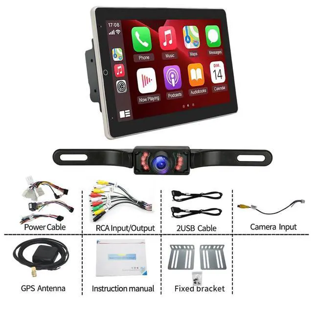 Alt view image 7 of 7 - 10 inch Double Din Car Radio for Chevrolet Tahoe Silverado 2003-2006 Touch Screen GPS Navigation Stereo with Wireless CarPlay & Android Auto,BT, FM,Automatic Rotation Screen, SWC, Camera-2+32G