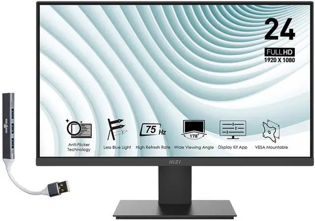 Main image of PRO MP241X 24" FHD VA Monitor with 4ms Response Time, Anti-Glare, Flicker Free, 250 nits Brightness, VESA Mount (75mm), HDMI & Dockztorm USB Port Expander, Black Color (PROMP241X)