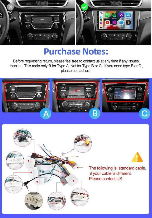 Alt view image 3 of 7 - 10 inch Car Stereo for Nissan Qashqai 2017 2018 2019, 2+32G Double Din Radio for Nissan Rogue X-Trail 2014-2019 Head Unit with Backup Camera Touchscreen Android Auto GPS Navigation Mirror Link