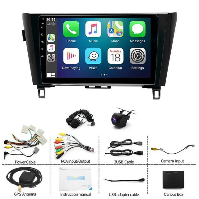 Alt view image 5 of 7 - 10 inch Car Stereo for Nissan Qashqai 2017 2018 2019, 2+32G Double Din Radio for Nissan Rogue X-Trail 2014-2019 Head Unit with Backup Camera Touchscreen Android Auto GPS Navigation Mirror Link
