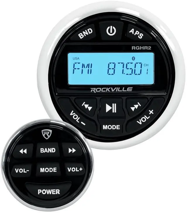 Main image of RockvilIe Marine-Grade Bluetooth Gauge Receiver Radio w/USB+Remote Compatible with Golf Cart