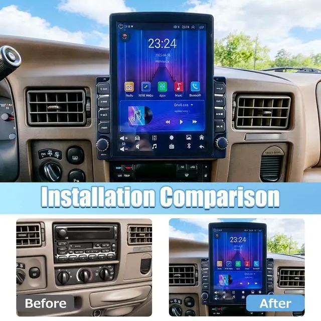 Alt view image 2 of 7 - Android 14 Car Stereo Radio Double Din for Ford Excursion 2000-2005 | 9.7Inch Touch Screen Support Wireless & Wired Carplay & Android Auto with GPS Navi Bluetooth WiFi FM+Rear View Camera
