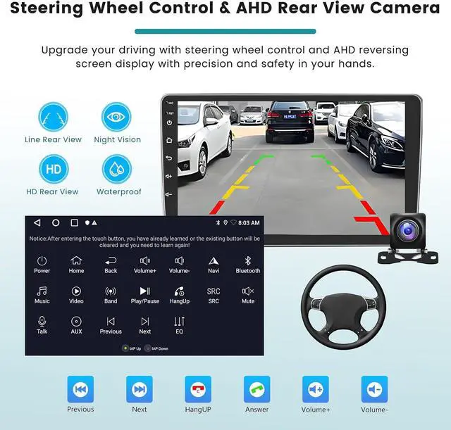 Alt view image 5 of 6 - 2+64G Double Din Car Stereo Radio for Ford Escape 2013-2016,9 inch Android 13 Touchscreen Car Radio with Wireless Carplay Android Auto GPS Navigator Bluetooth WiFi AHD Backup Camera FM/RDS SWC