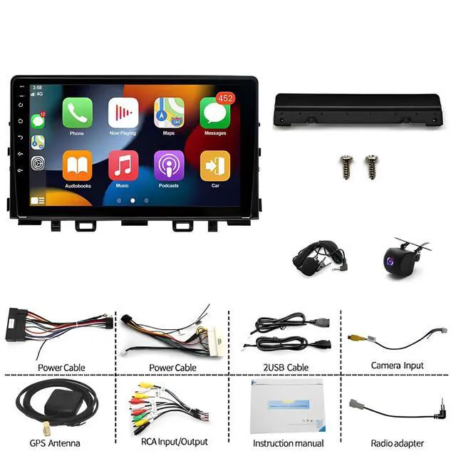 Alt view image 7 of 7 - Car Radio Stereo Fit for Kia Rio 2018-2023, 9 inch Touchscreen Car Stereo with Carplay Android Auto WiFi GPS Navigation Bluetooth Mirror Link Backup Camera 2+32G