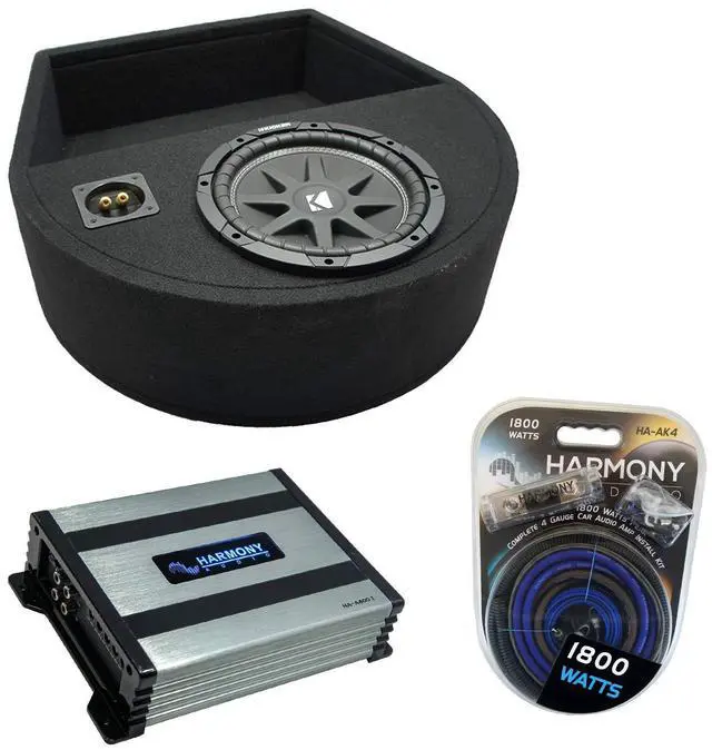 Main image of Kicker Comp C10 Spare Tire Subwoofer Amp Package HA-A400.1 Sub Box 10" | Hidden wheel-well bass with mono power included, keeps your trunk usable, complete wired-in combo, 10 inch size